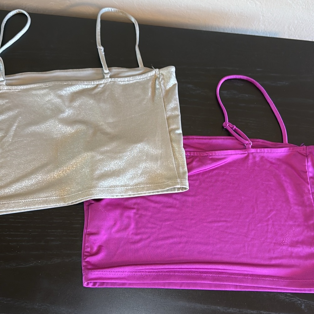 Express Women’s Body Contour Crop stretch Tops Color Cranberry & Metalli… - Picture 8 of 14